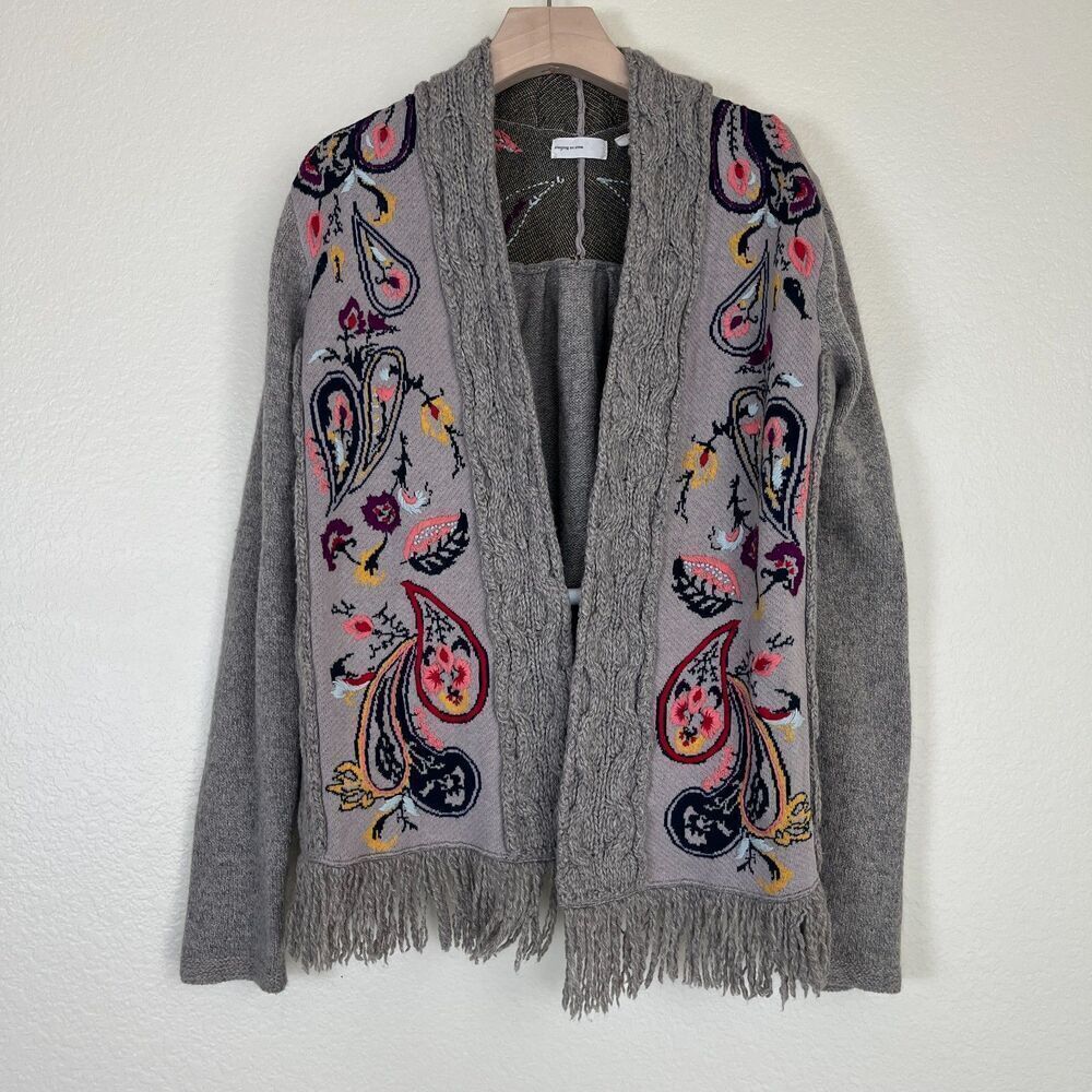 Sleeping On Snow Women Size M Folklore Embroidered Cardigan Paisley Sweater Boho - Picture 9 of 15
